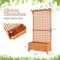 Natural Fir Wood Raised Garden Bed with Hanging Roof, Trellis and Planter Box